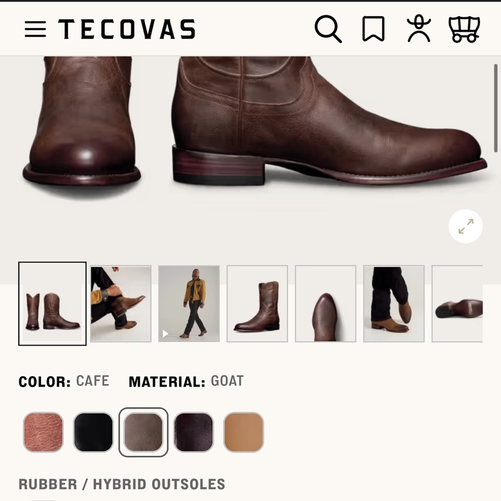 Tecovas Men's Cafe Goat Leather Western Boots